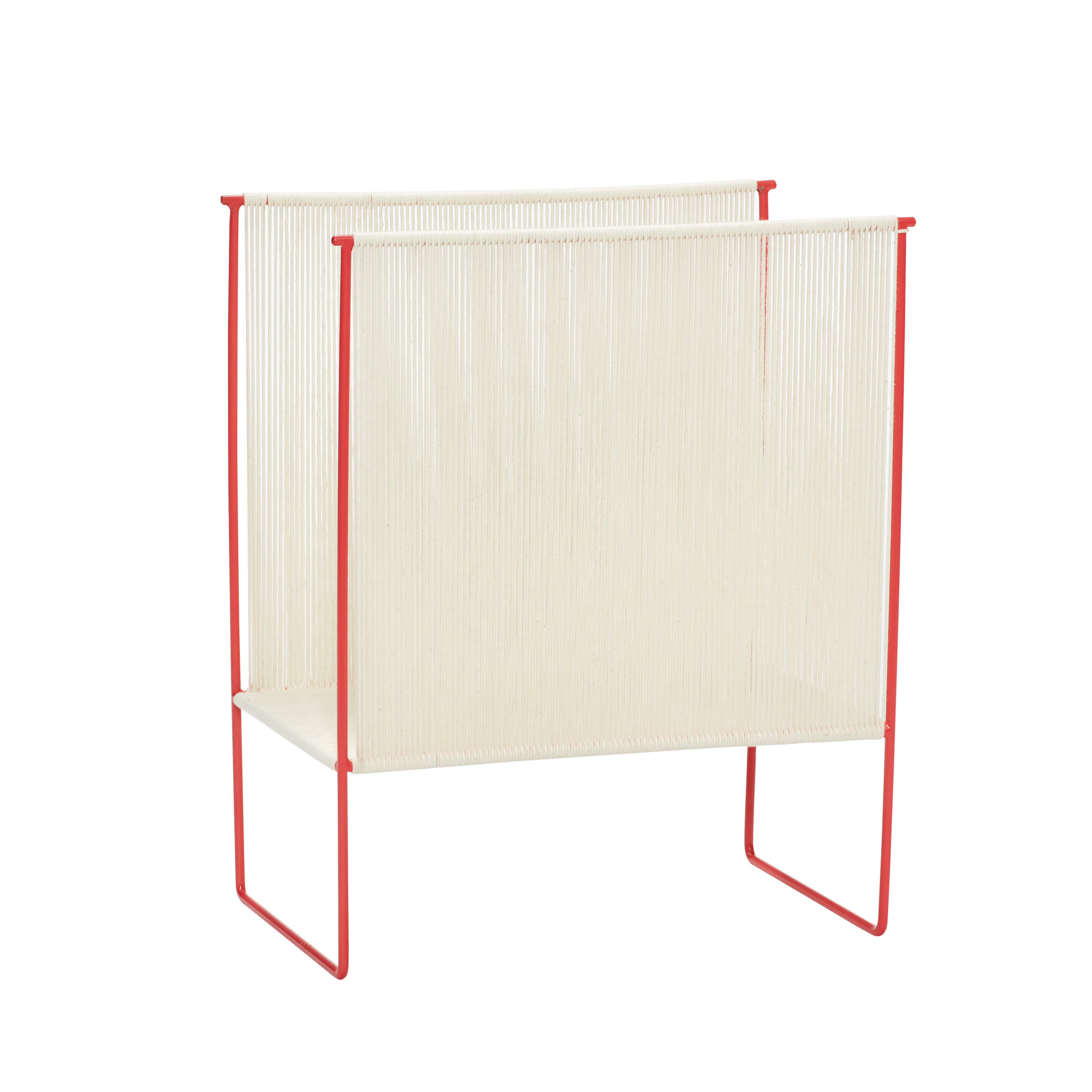 Hübsch - Magazine Holder, Cotton Cord/Metal, Nature/Red - 43x25xh50cm