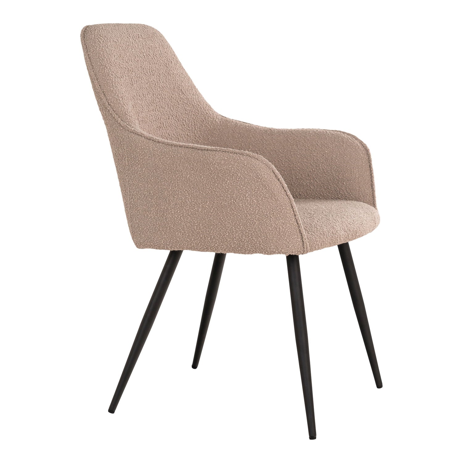 Harbo Dining Chair - Matstolstol i Boucel, Beige med svarta ben, HN1233