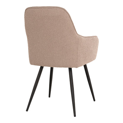 Harbo Dining Chair - Matstolstol i Boucel, Beige med svarta ben, HN1233