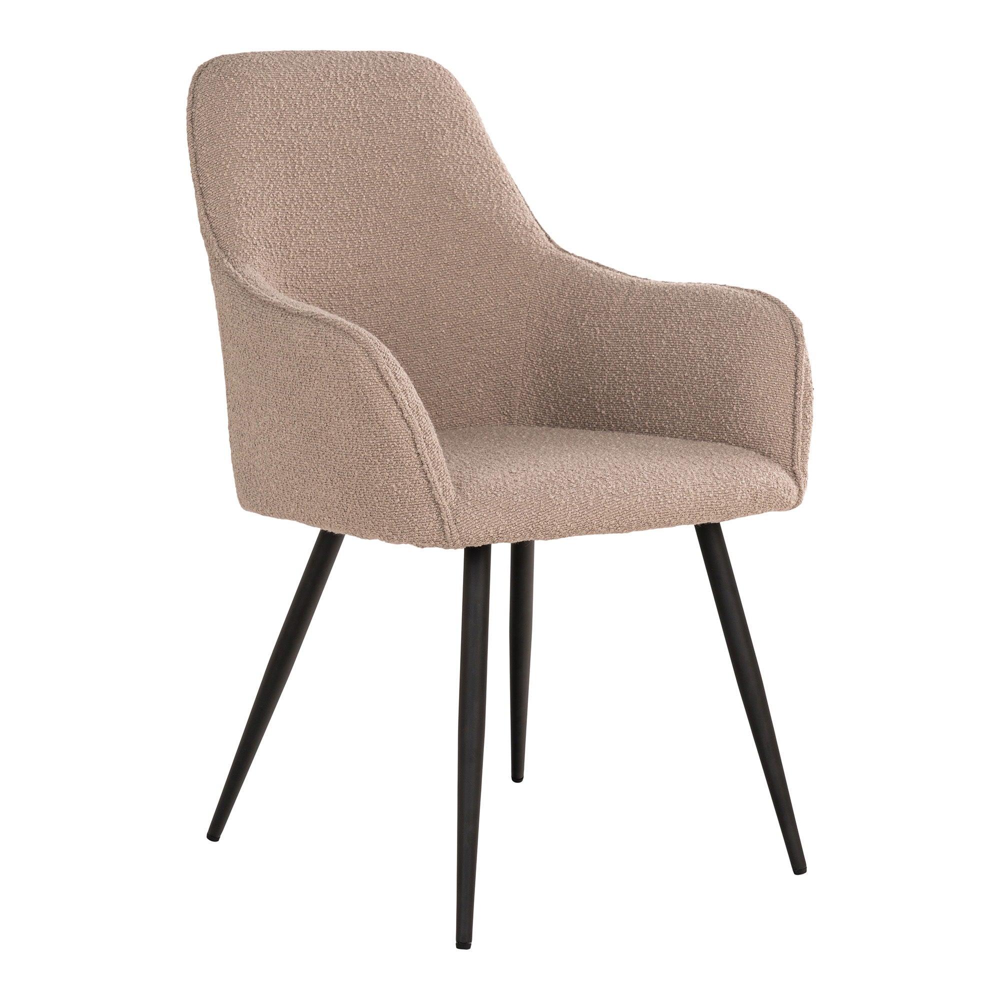 Harbo Dining Chair - Matstolstol i Boucel, Beige med svarta ben, HN1233