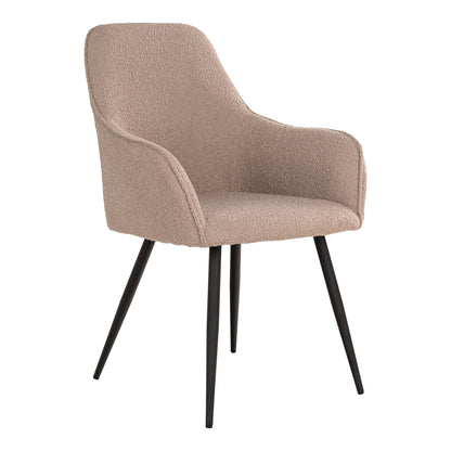 Harbo Dining Chair - Matstolstol i Boucel, Beige med svarta ben, HN1233