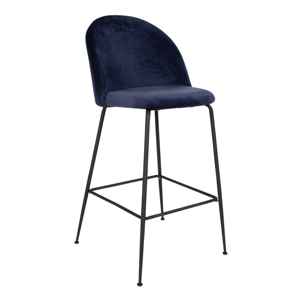 Lausanne Bare Chair - Barstol i Velor, Blue With Black Ben, HN1205