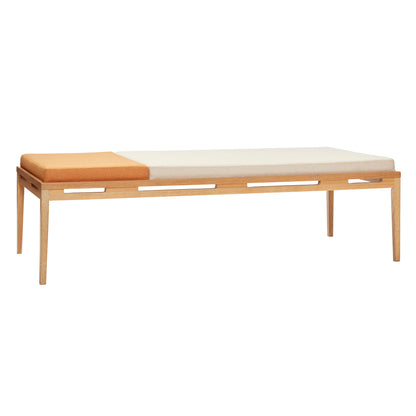 Hübsch - Dagbädd, ek/tyg, beige/orange - 180x80xh52cm