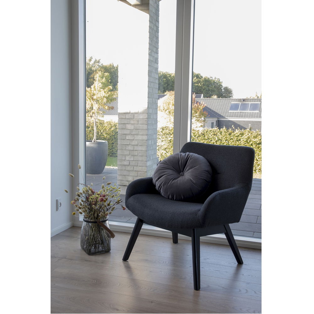 London Lounge Chair - Lounge Chair in Fabric, Dark Grey With Black Ben