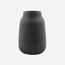 House Doctor - Vase, Groove, Black - H: 22 cm, Dia: 15 cm