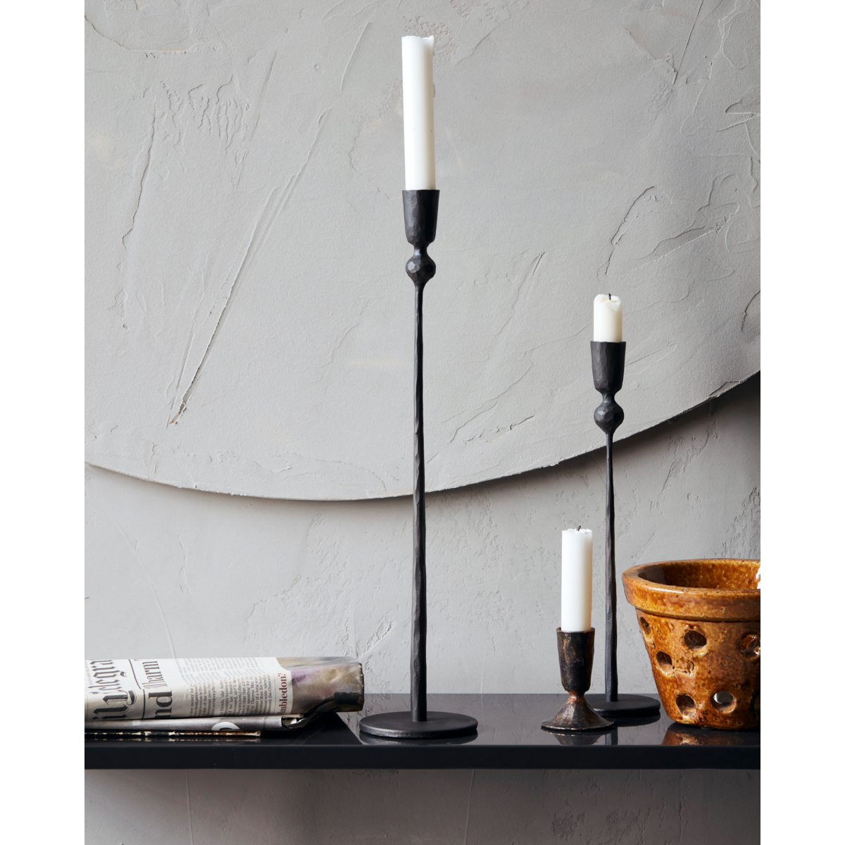 House Doctor - Candlestick, Trivo, Black - H: 41 cm, Dia: 7 cm