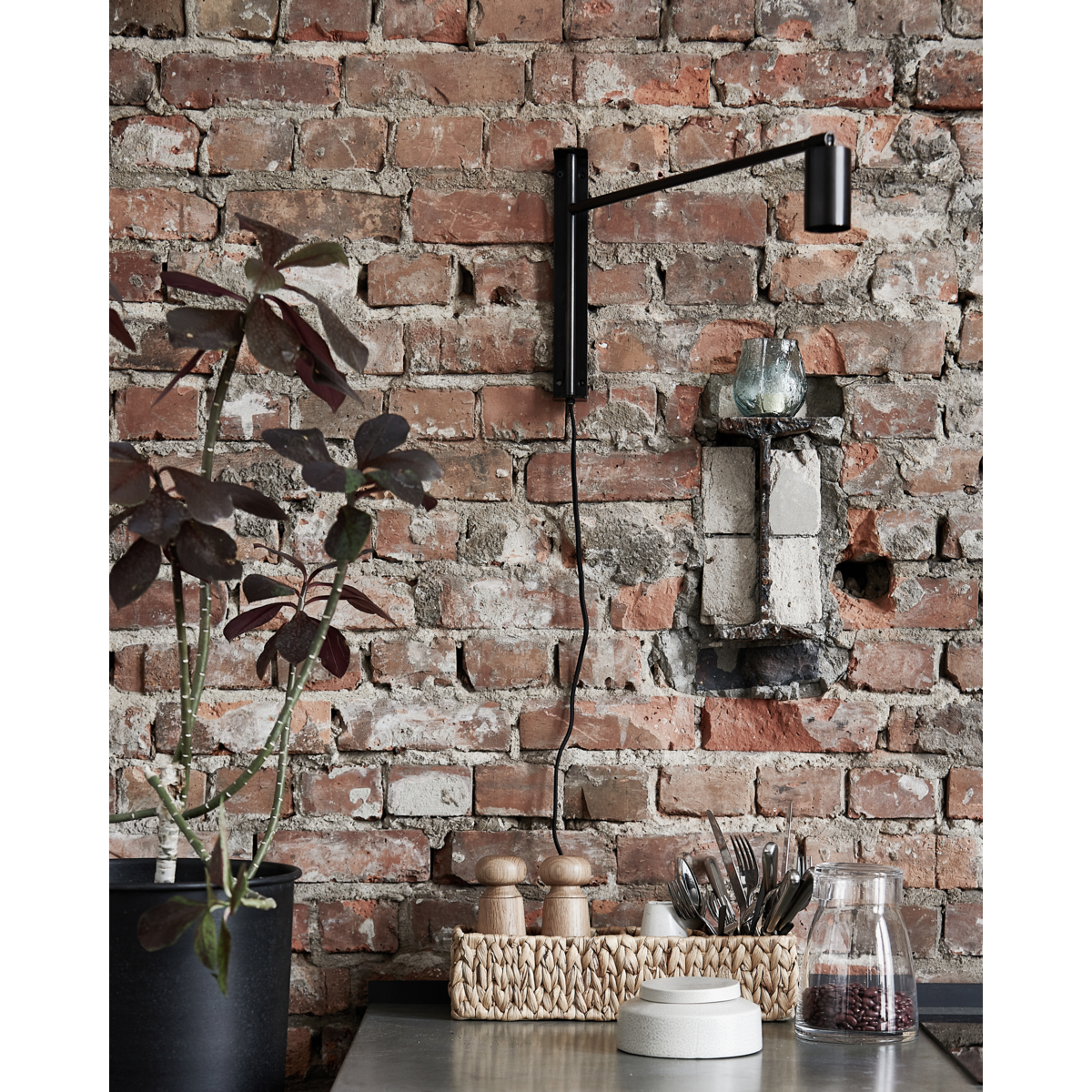 House Doctor - Wall Lamp, Norm, Black Antique - L: 59 CM, W: 4 CM, H: 29 cm