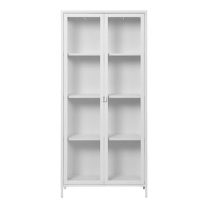 Brisbane Display Cabinet - Display skåp, 2 glasdörrar, stål, vit 80x35x175 cm