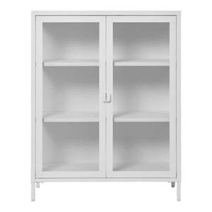 Brisbane Display Cabinet - Display skåp, 2 glasdörrar, stål, vit 80x40x101 cm