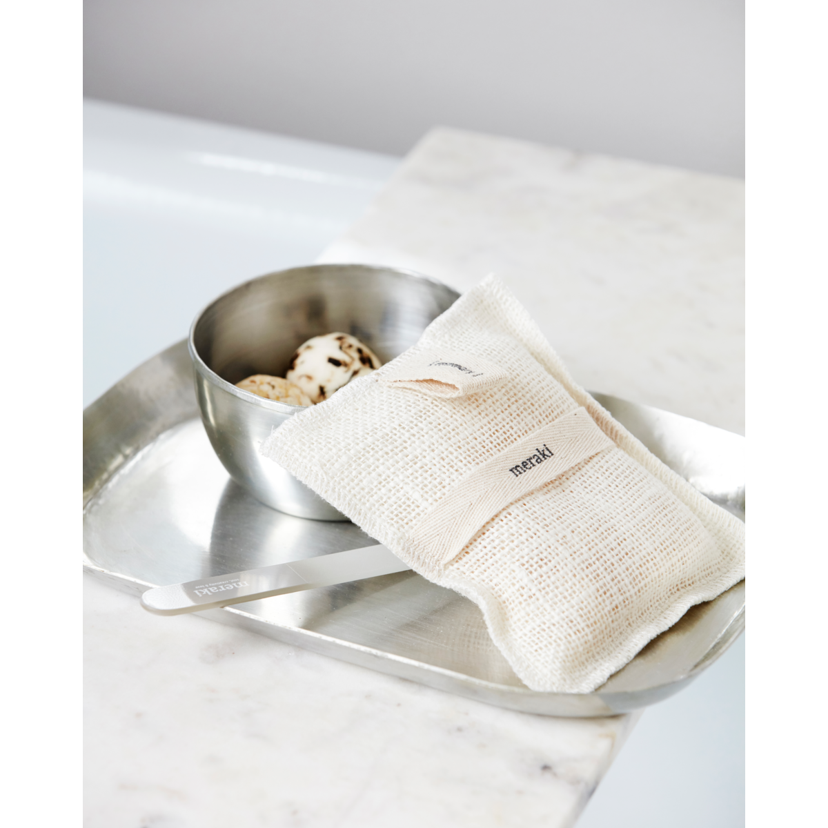 Bath Mitt, Rosemary, Beige