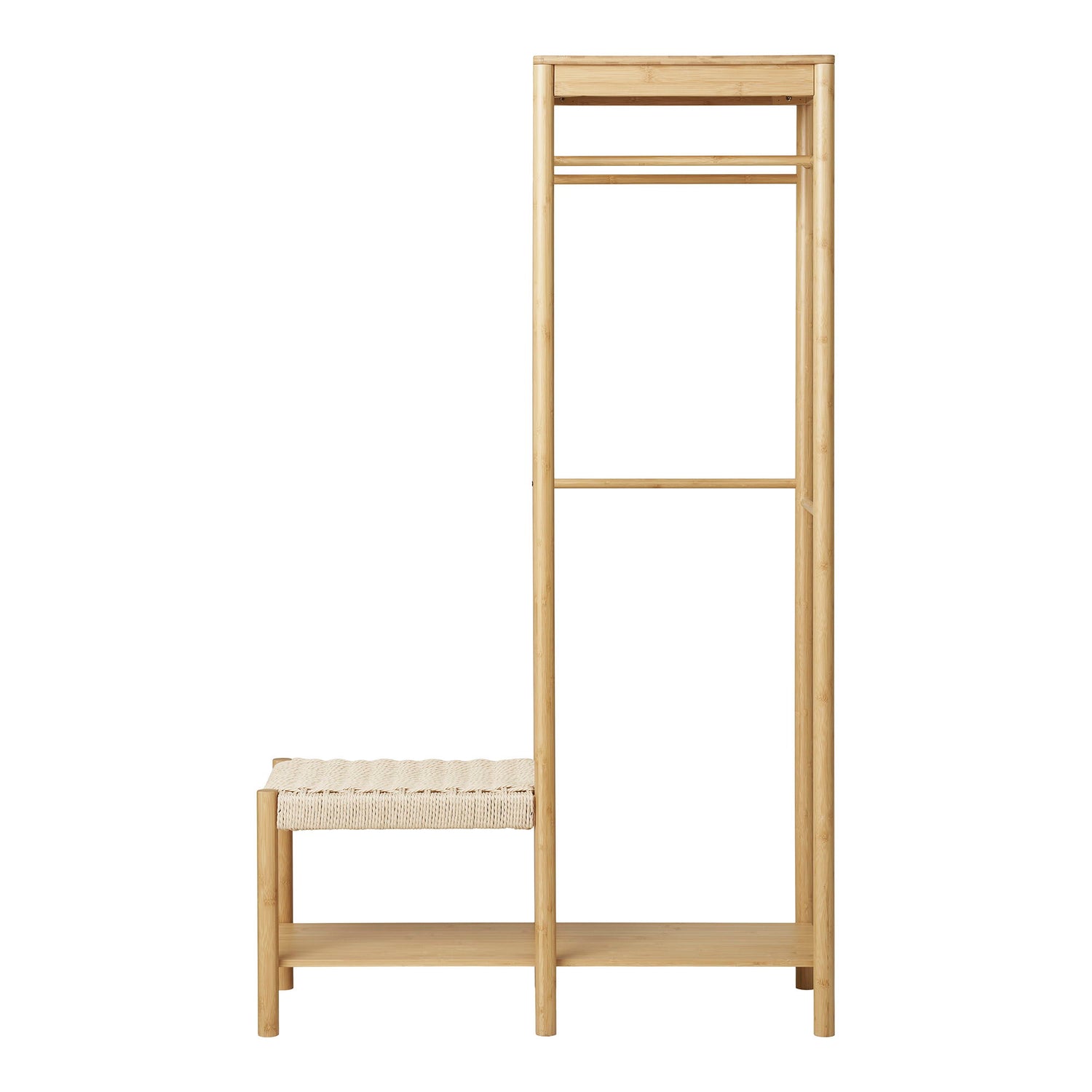 Ember Clothing Rack - Klädstativ med naturlig flätad bänk, bambu, naturen