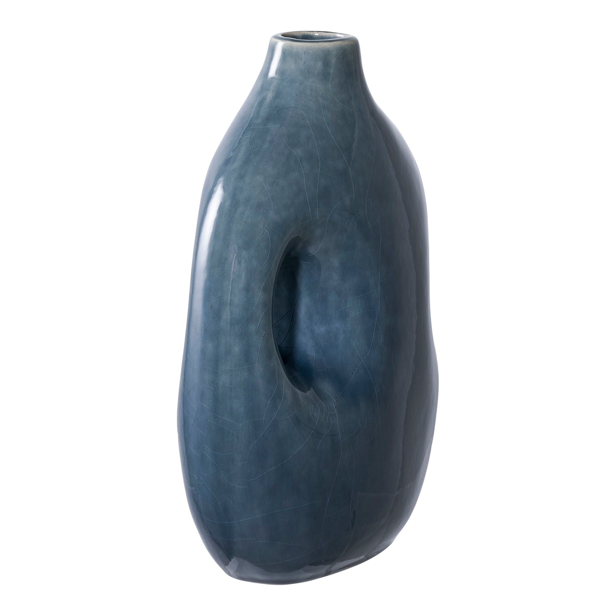 Vase - Vase, keramik, blå 18,5x9,5x24,5 cm