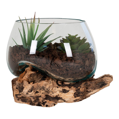 San Marino Waterdrop - vattendroppe i teak och glas, natur, H15 cm