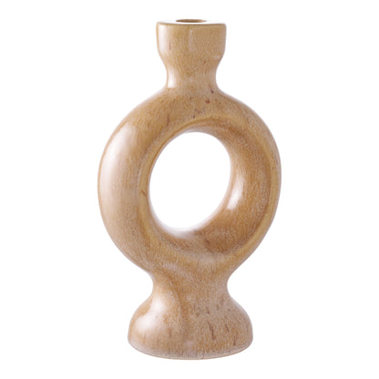 Ljusstake, keramik, brun&lt;br&gt;13,5x8,8x23,4 cm