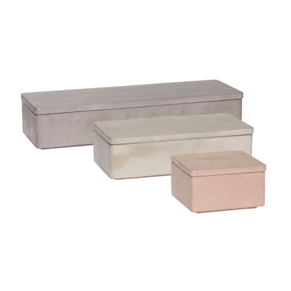 Hübsch Umber Storage Glass Rectangular Grey (uppsättning av 3)