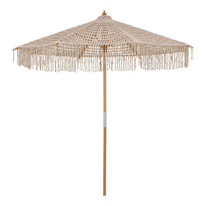 Parasol, bomull, trähöjd, beige&lt;br&gt;Ø250 cm