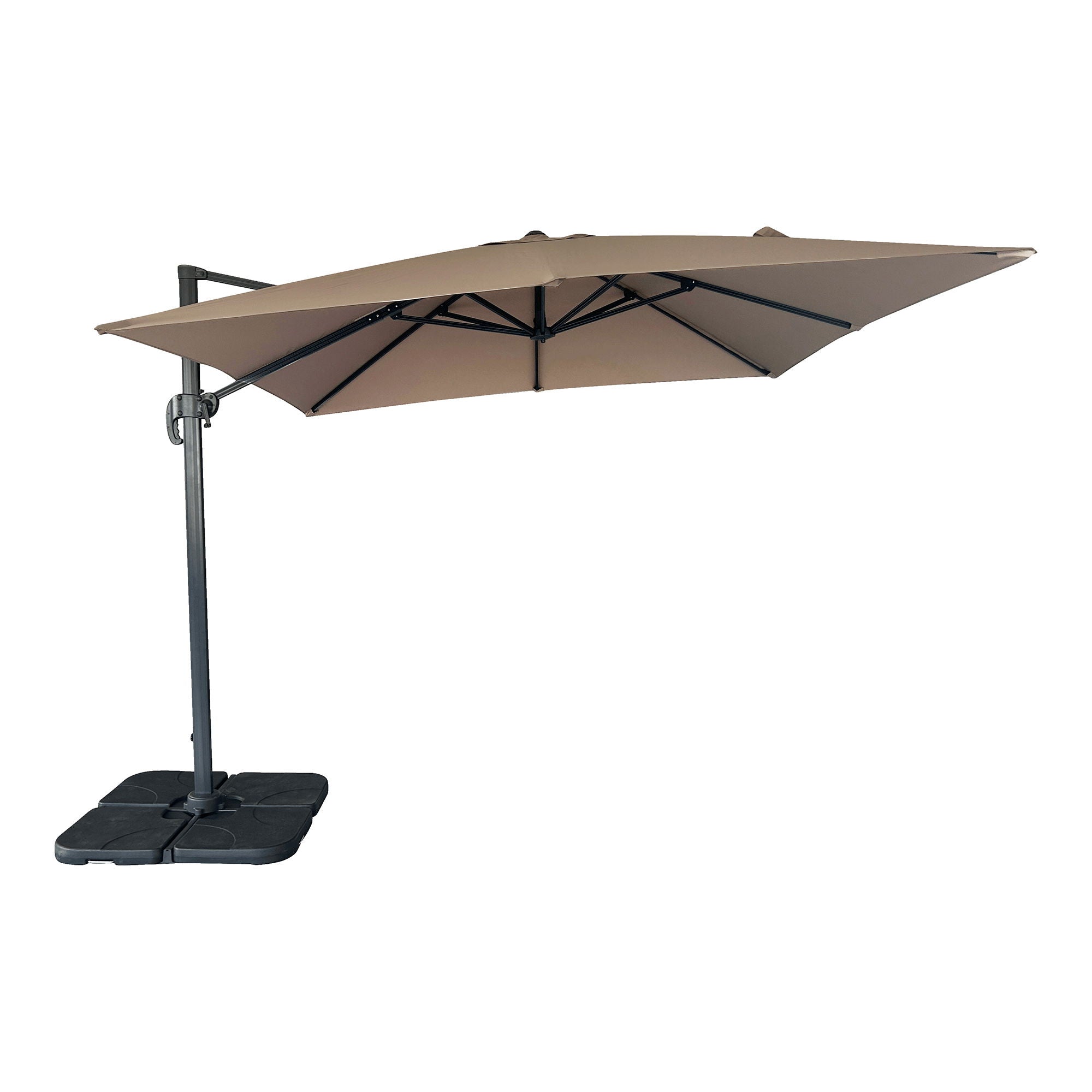 Hängande parasol, med fot, alu cane, sand&lt;br&gt;300x300 cm