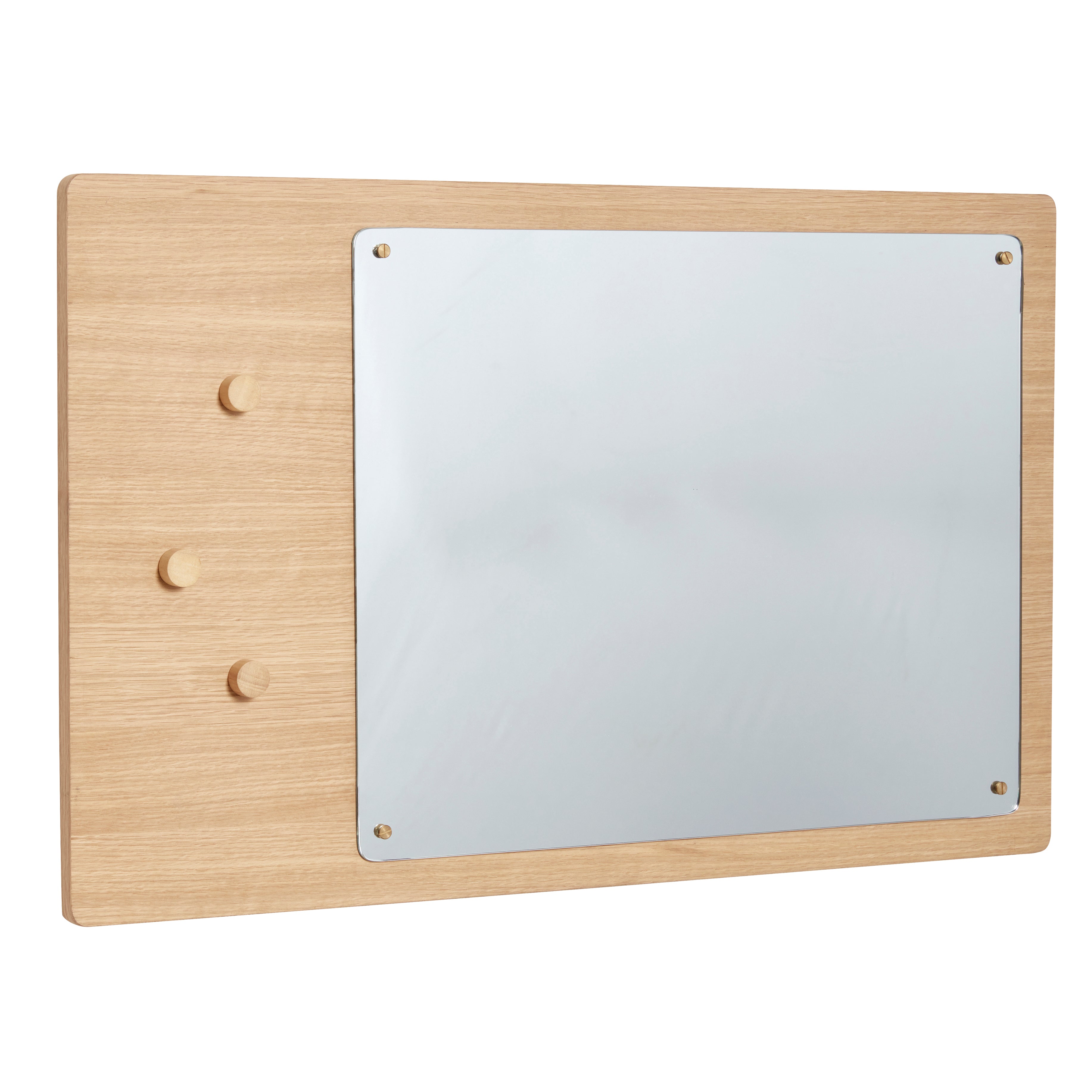 Hübsch - Wall Mirror w/Board, Square, FSC, Oak/Mirror - 80x3xH50CM