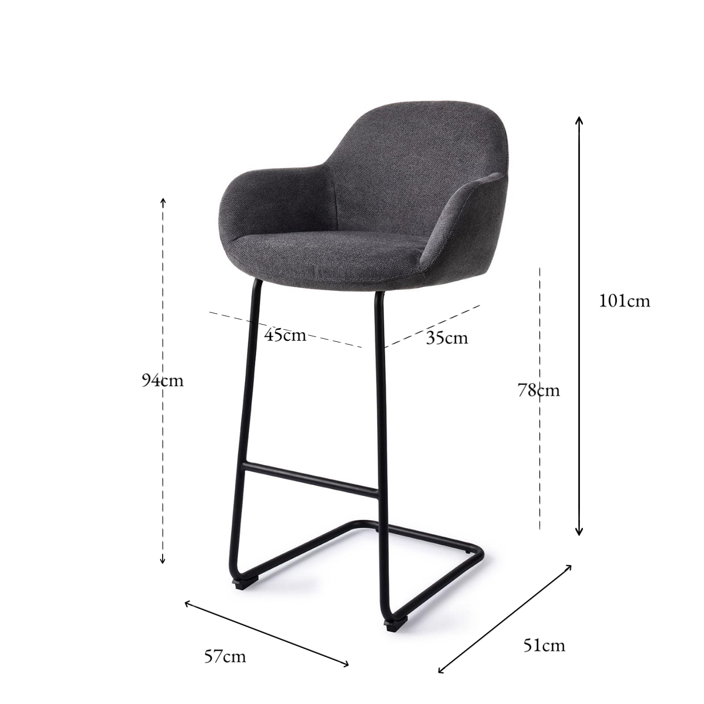 Kushi Bar Chair Black-Out