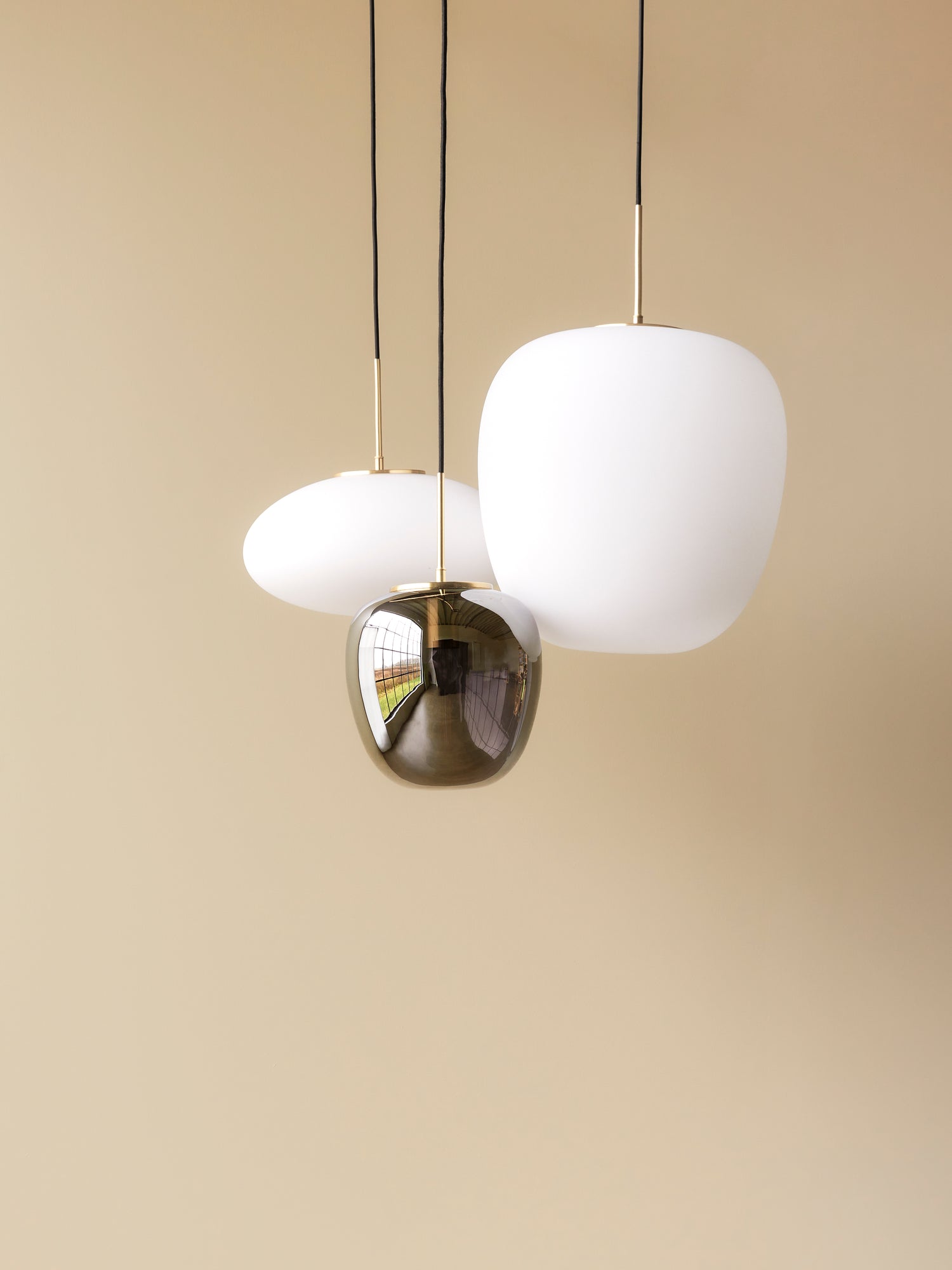 Hübsch - lampa, glas, vit/mässing - Ø40xh40cm, e27/15w