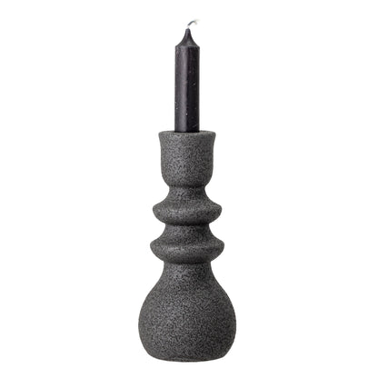 Emie Candlestick, svart, stengods