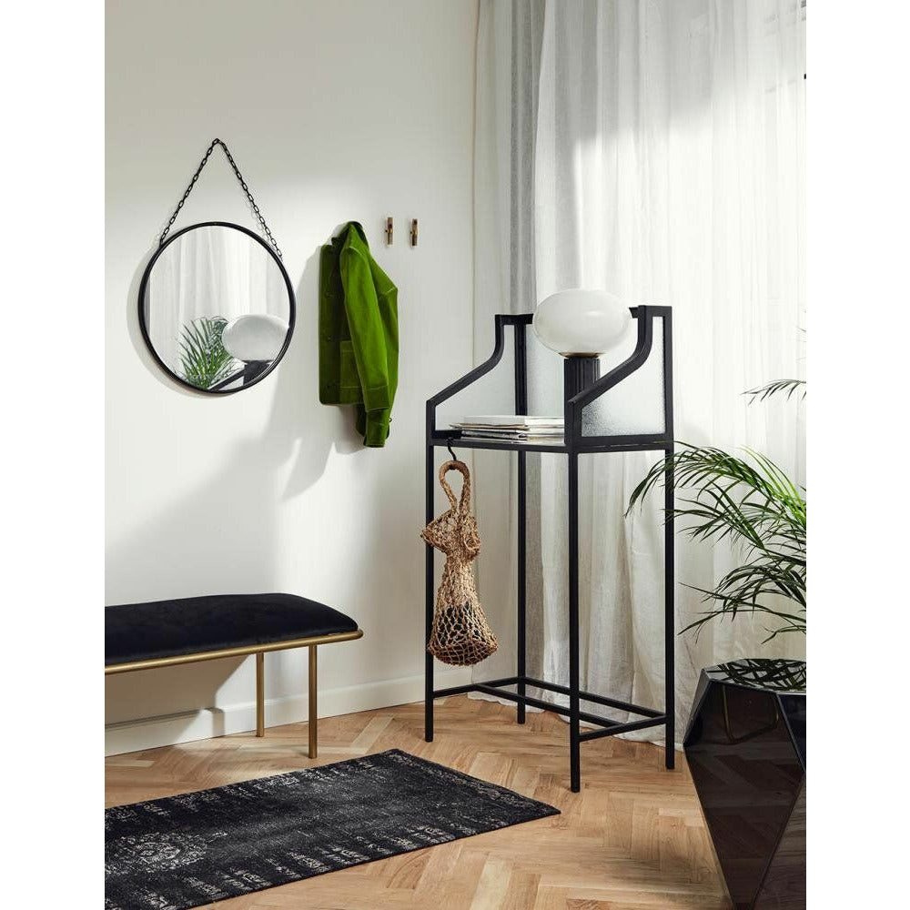 Nordal WARM bänk med gyllene ram och velour - l122 cm - svart