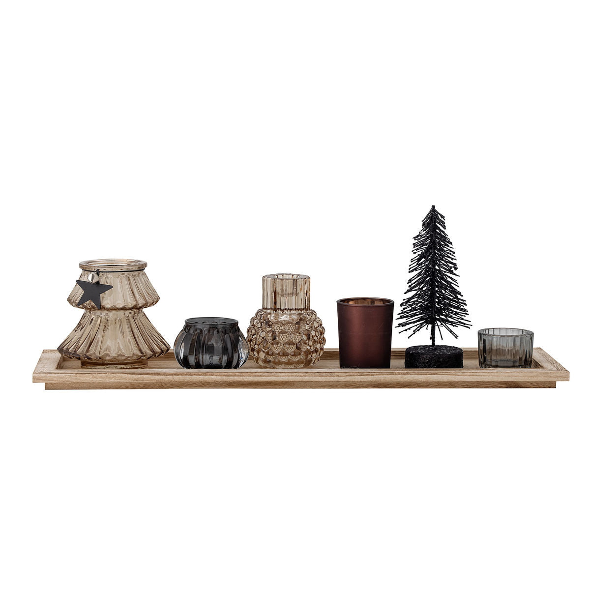 Bloomingville Sanga Tray w/Pine Dunes, Brown, Glass