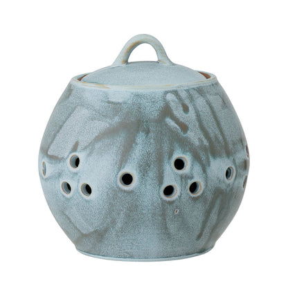 Creative Collection Petal Pot w/Lid, Blue, Stoneware