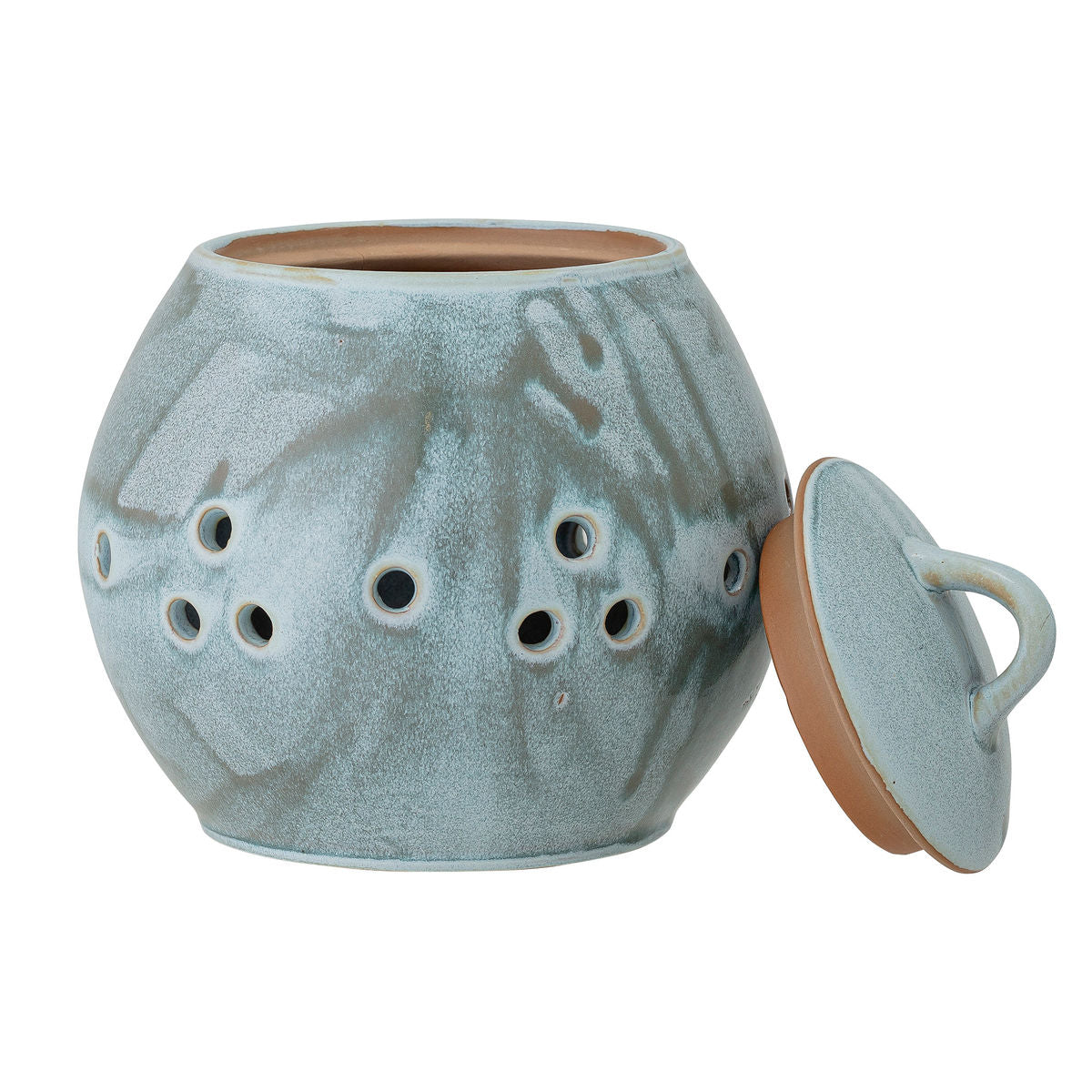 Creative Collection Petal Pot w/Lid, Blue, Stoneware