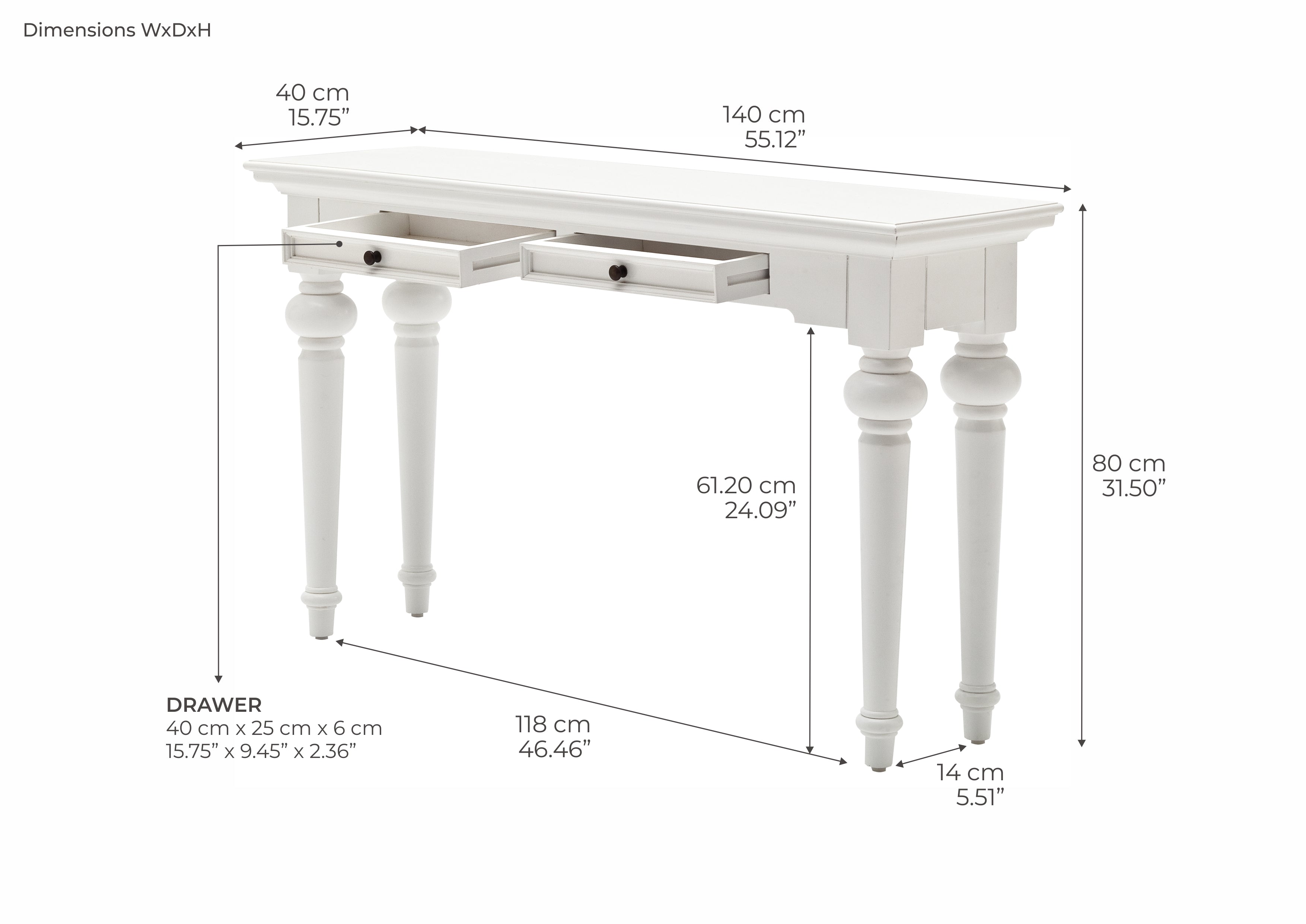 Provence Konsolbord med 2 skuffer - NovaSolo - DesignGaragen.dk