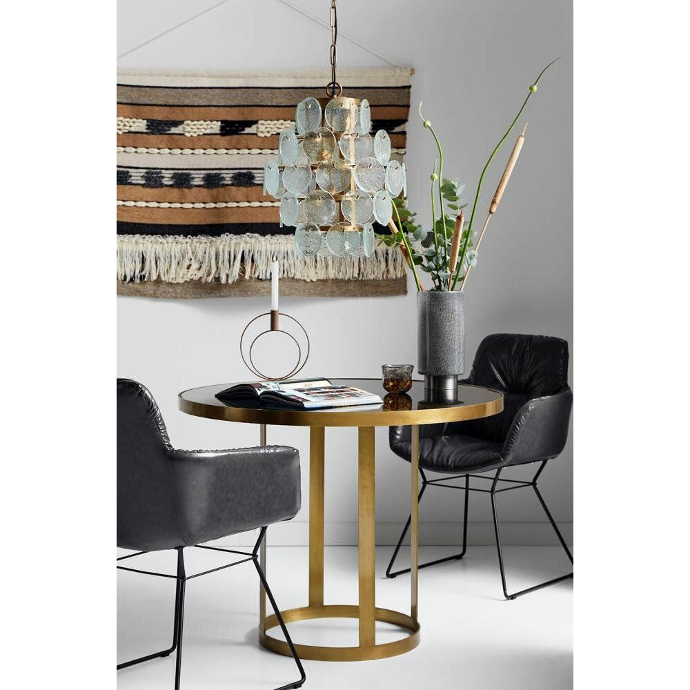 Nordal LUXURY runt matbord - ø100 cm - guld/svart glas