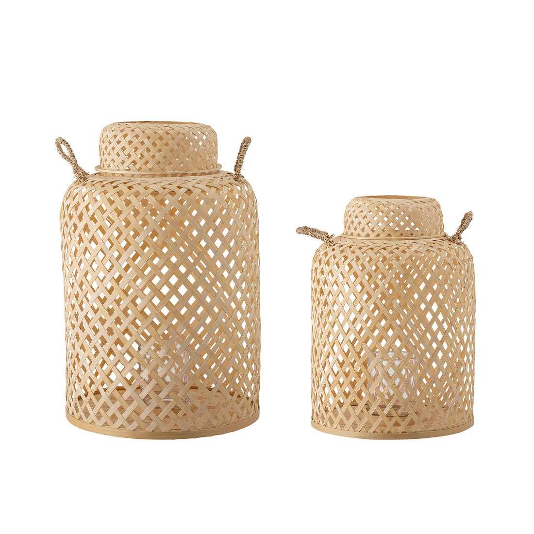 Bloomingville Madlin lykta med glas, natur, bambu