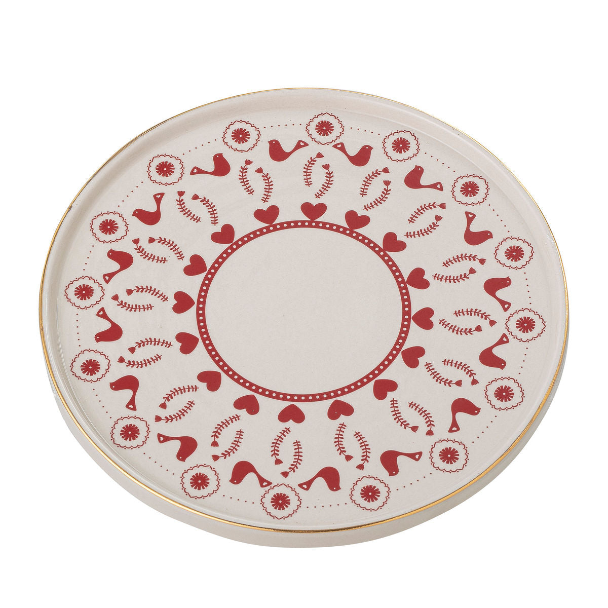 Bloomingville Jolly Cake Dish, Red, Stoneware