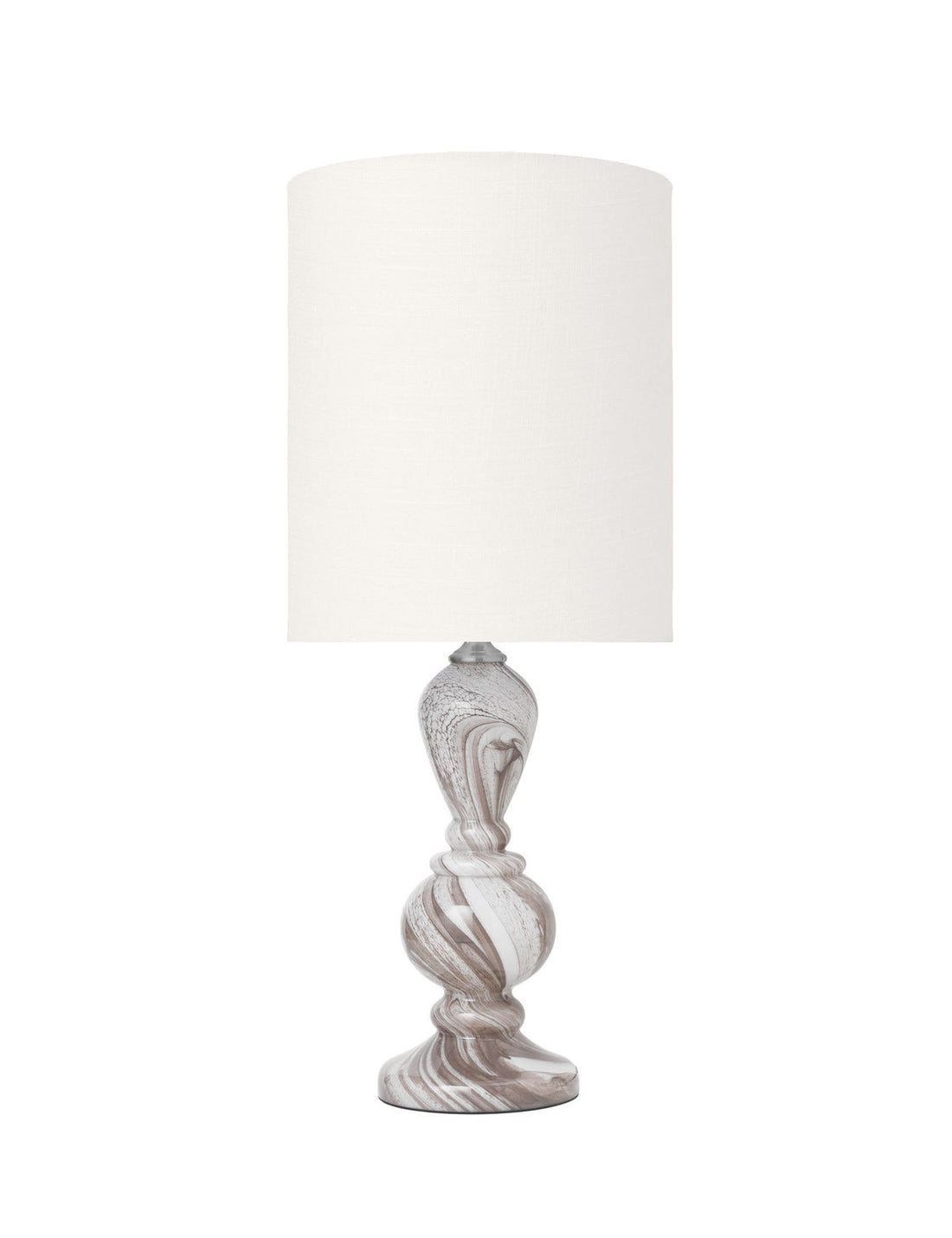 Mysigt levande Christine Glass Lamp - Taupe Swirl w. Gertrud elfenben skugga