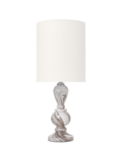 Mysigt levande Christine Glass Lamp - Taupe Swirl w. Gertrud elfenben skugga