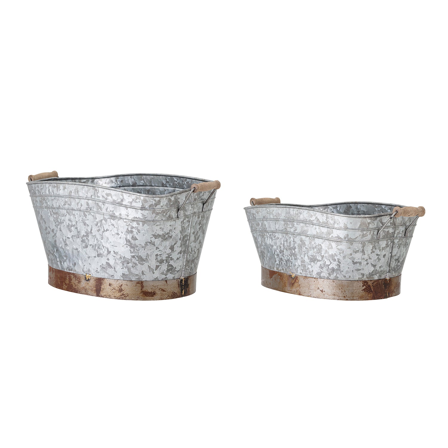 Cimon Spand, Grå, Galvaniseret jern - L58xH28xW30/L54xH22xW29 cm, Set of 2 - BLOOMINGVILLE - DesignGaragen.dk