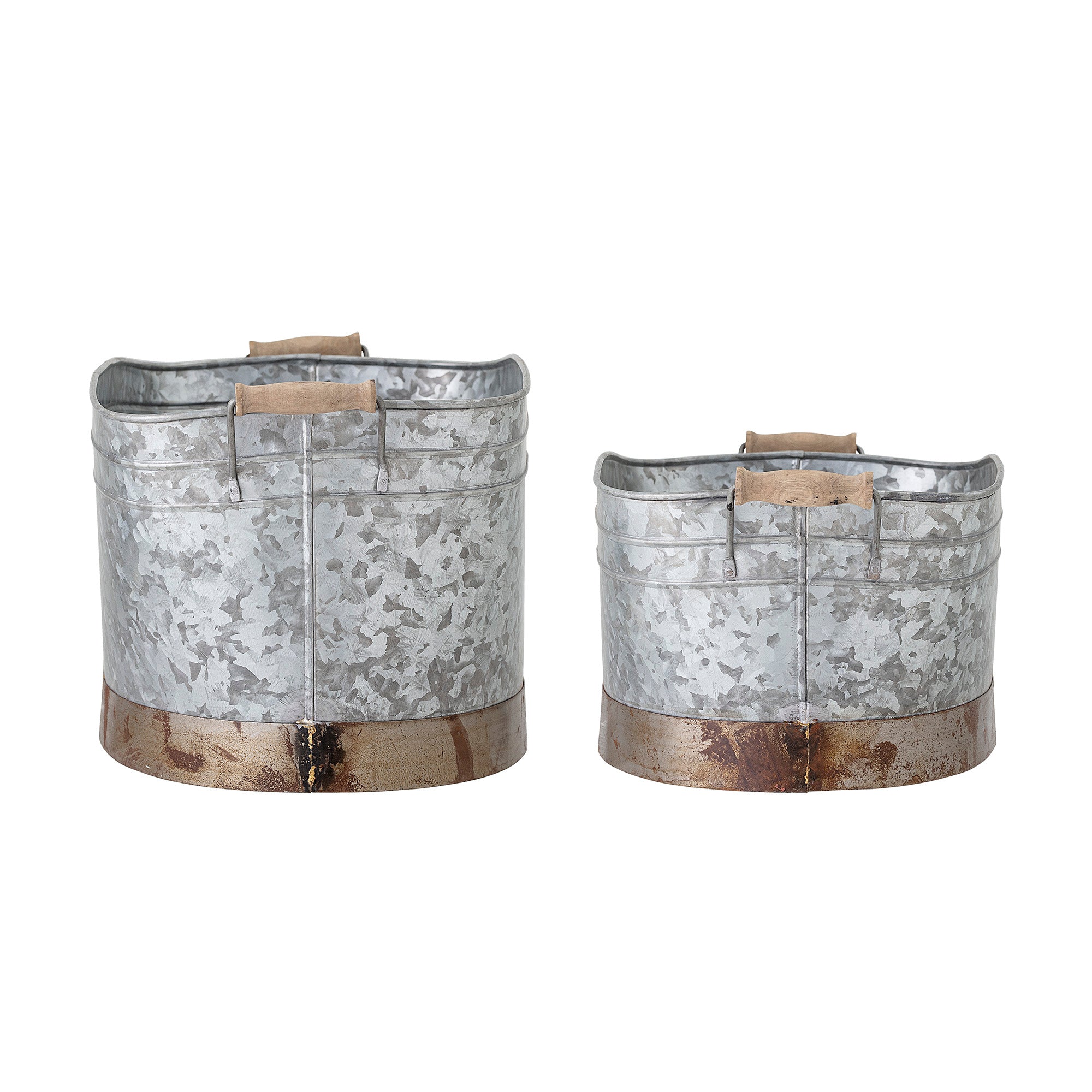 Cimon Spand, Grå, Galvaniseret jern - L58xH28xW30/L54xH22xW29 cm, Set of 2 - BLOOMINGVILLE - DesignGaragen.dk